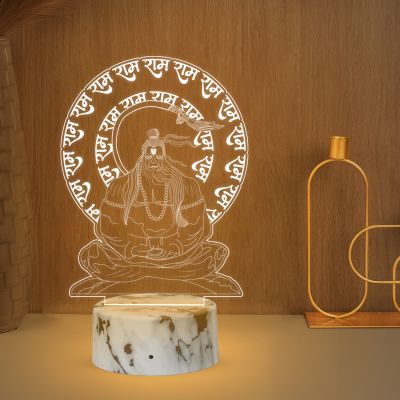 3D Illusion Lord Hanuman  Night Lamp with Warm White Led Light Devotional Table Lamp Home Office Pooja Room Decoration Light